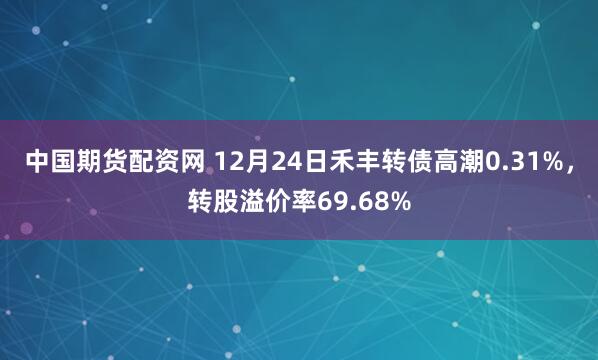 中国期货配资网 12月24日禾丰转债高潮0.31%，转股溢价率69.68%