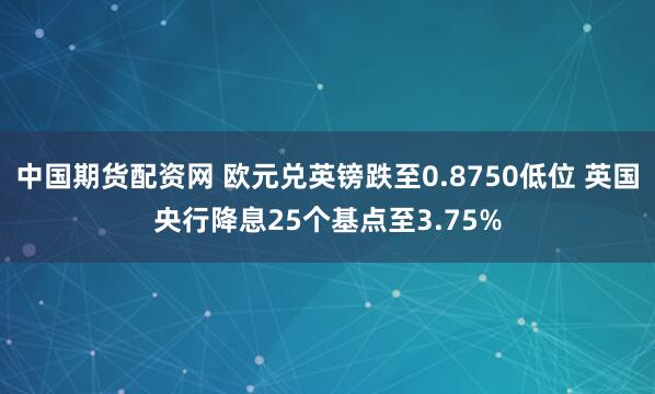 中国期货配资网 欧元兑英镑跌至0.8750低位 英国央行降息25个基点至3.75%