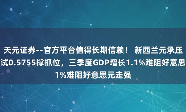天元证券--官方平台值得长期信赖！ 新西兰元承压回落测试0.5755撑抓位，三季度GDP增长1.1%难阻好意思元走强