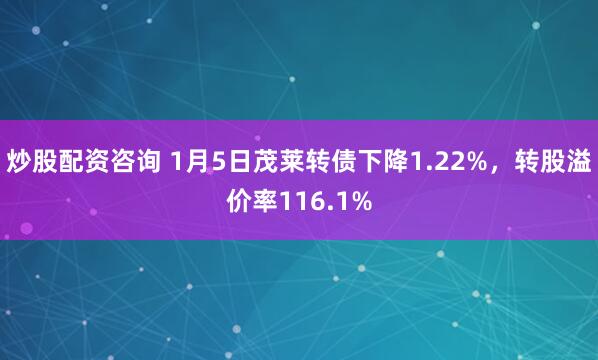 炒股配资咨询 1月5日茂莱转债下降1.22%，转股溢价率116.1%